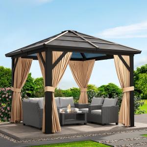 Quality Wind-Proof Hardtop Metal Gazebo With Ceiling Fans Up To 75 Mph Wind Rating wholesale