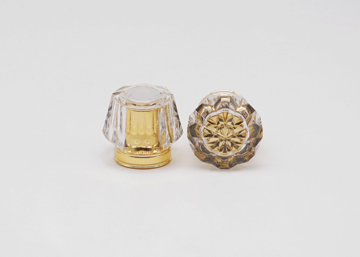 Non Spill Gold Aluminum Perfume Bottle Lid Textured Design With Concave Collar
