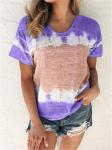 Gradient Polyester Mature Womens Blouses Contrast Colour Shirt