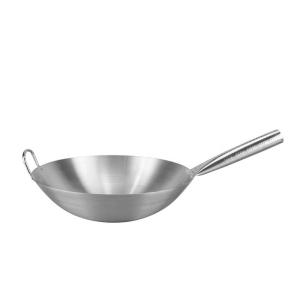Quality Sanding Single Handle Kitchen Wok Pan Chinese Stainless Steel 201 wholesale