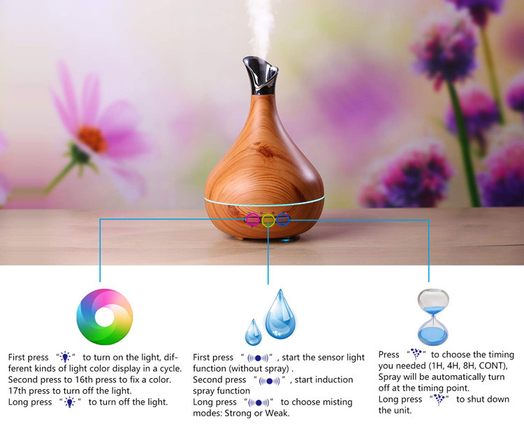 Human Body Induction Auto Control 300ml Wood Grain Aromatherapy Diffuser