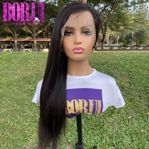 Quality 180 Density Real Raw brazilian Yaki Straight Human Hair Wig Lace Frontal Wigs wholesale