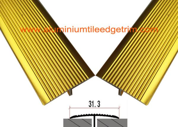 Sand Gold Aluminium Floor Strips T Shaped Floor Transition Profile Non Slip
