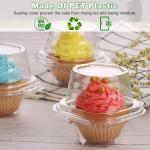 Transparent PET Single Cupcake Containers Hinged Clamshell Lightweight