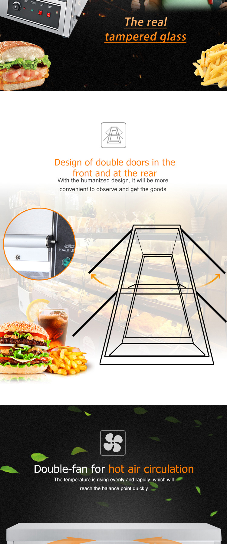 Table Top Electric Heated 2 Layer 6 Tray Stainless Steel Food Display Warmer Showcase