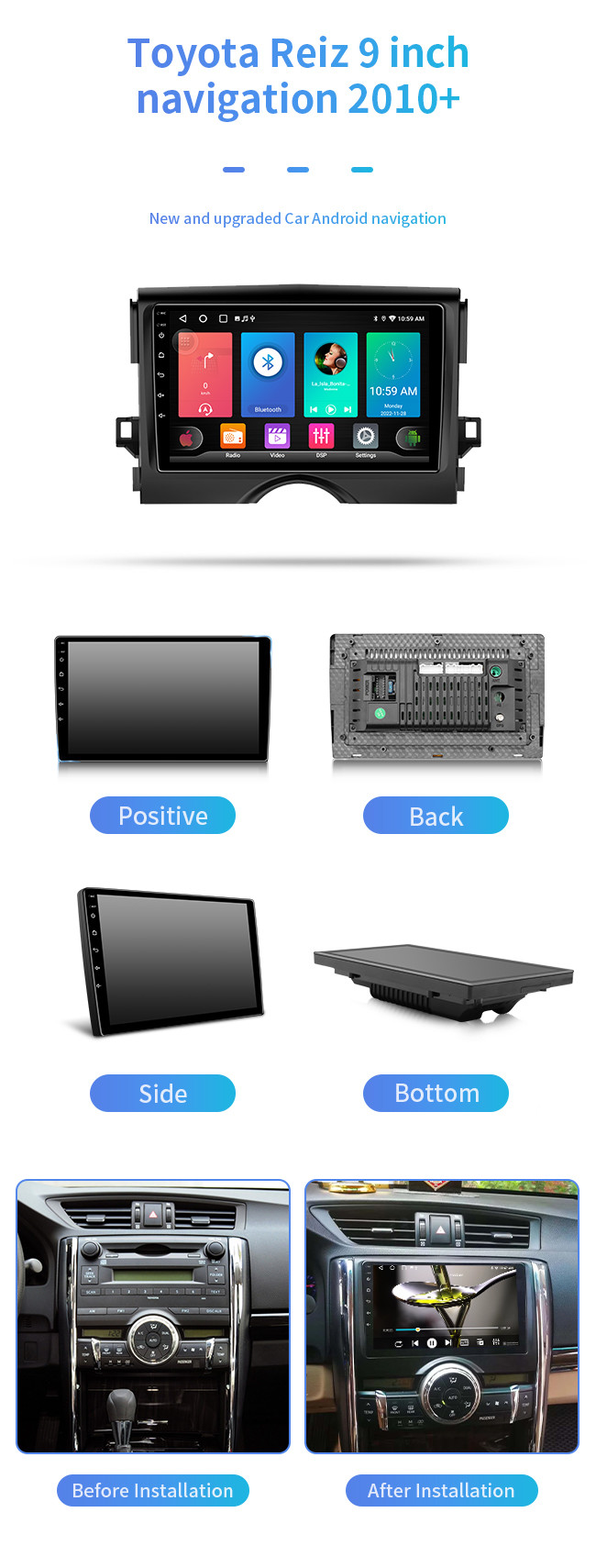 Wifi 4G GPS Car Computer 9 Inch For Toyota Reiz 2010+Touch Screen Car Navigation