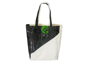 Quality Waterproof Tyvek Shopping Bag Black / White Color Stitching Dupont Paper Material wholesale