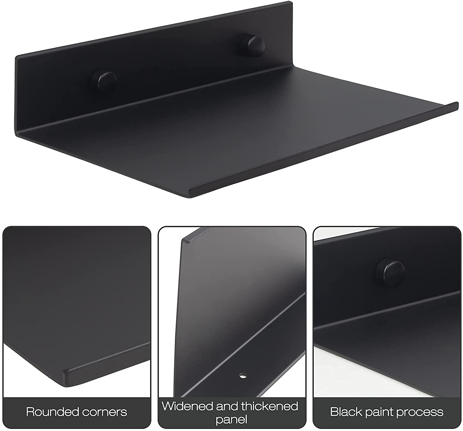 Black Wall Mounted Single-side Bracket Shelves Rack Storage Display Stand for Bathroom