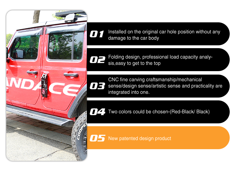 Off Road Aluminium Alloy Side Door Hinge Foldable Step Foot Pedal for Jeep Wrangler