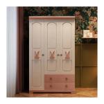 Cute Animal Decoration Solid Wood Wardrobe for Home Furniture and Eco-friendly