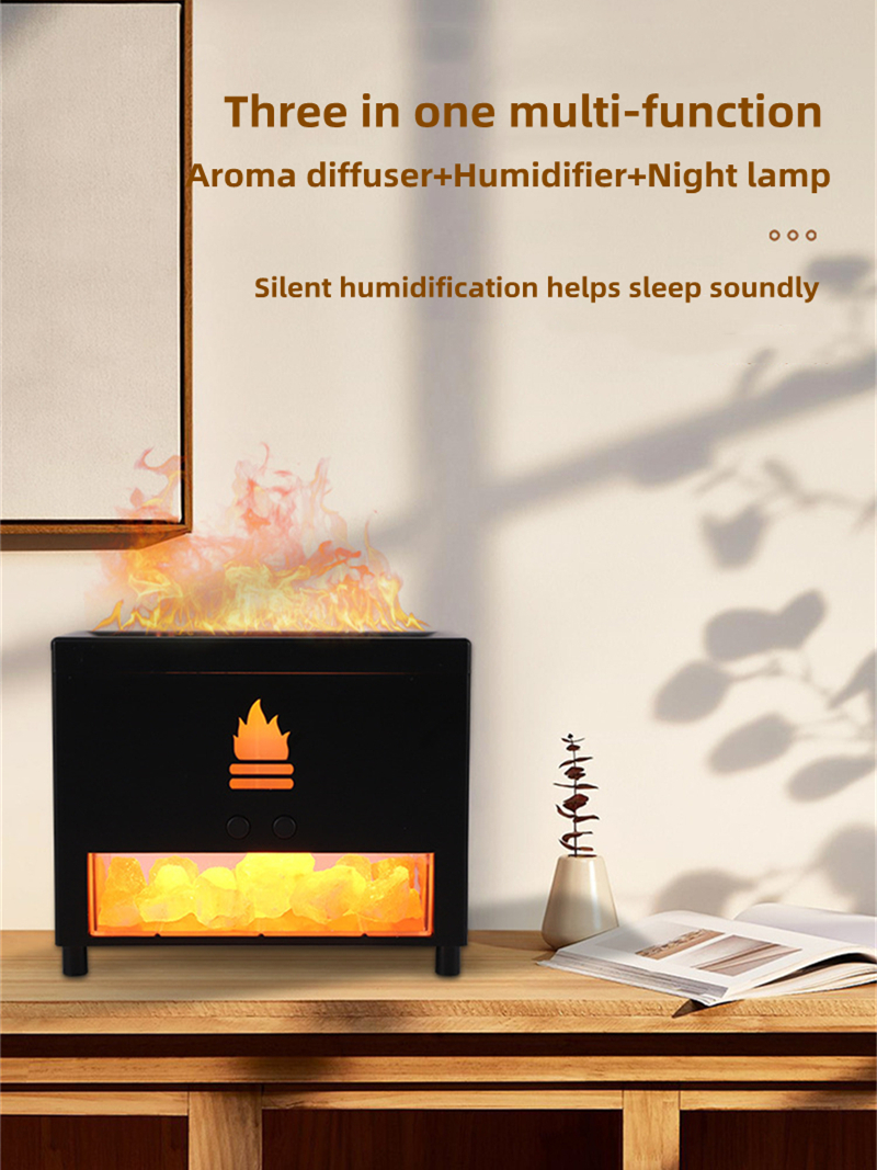 Simulation Closet 3D Flame Aromatherapy Salt Stone Air Humidifier USB Essential oil Diffuser for Home Room Fragrance