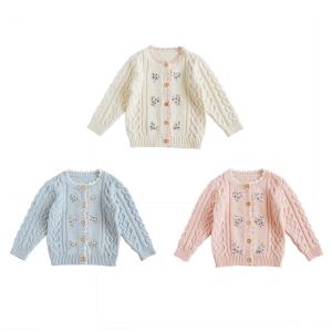 Quality 2023 spring and autumn hot sale sweet and lovely solid girls knitted sweater cardigans wholesale