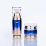 50ml Glass Cream Jar Deep Blue And Shimmering Gold Gradients For Face Care