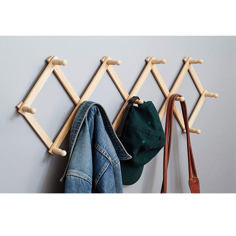 Installation Type Wall Mounted Accordion Style Bamboo Coat Rack with 13 Hooks CE / EU Certified