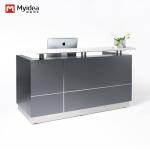 Modern Minimalist Wood Reception Desk With Dark Front Panels Office Hotel