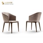 Removable Armrest European Style Dining Chair 62cm Width Solid Wood Legs