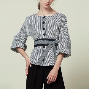 Quality Fashion Womans Big Sleeve Blouse With Stripe wholesale