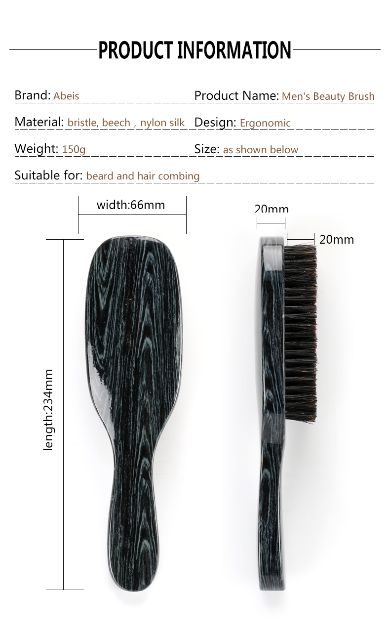 360 Soft Boar Bristle Brush For Men Marbling Beech Long Handle