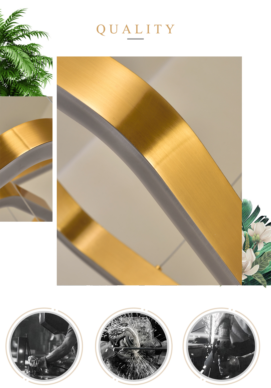 Modern Led Chandelier Gold Living Room Lamp Simple Creative Gold Chandelier(WH-NC-68)