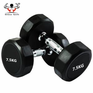 Quality Dodecagon Round Rubber Dumbbells , Gym Equipment Dumbbells Little Smell wholesale