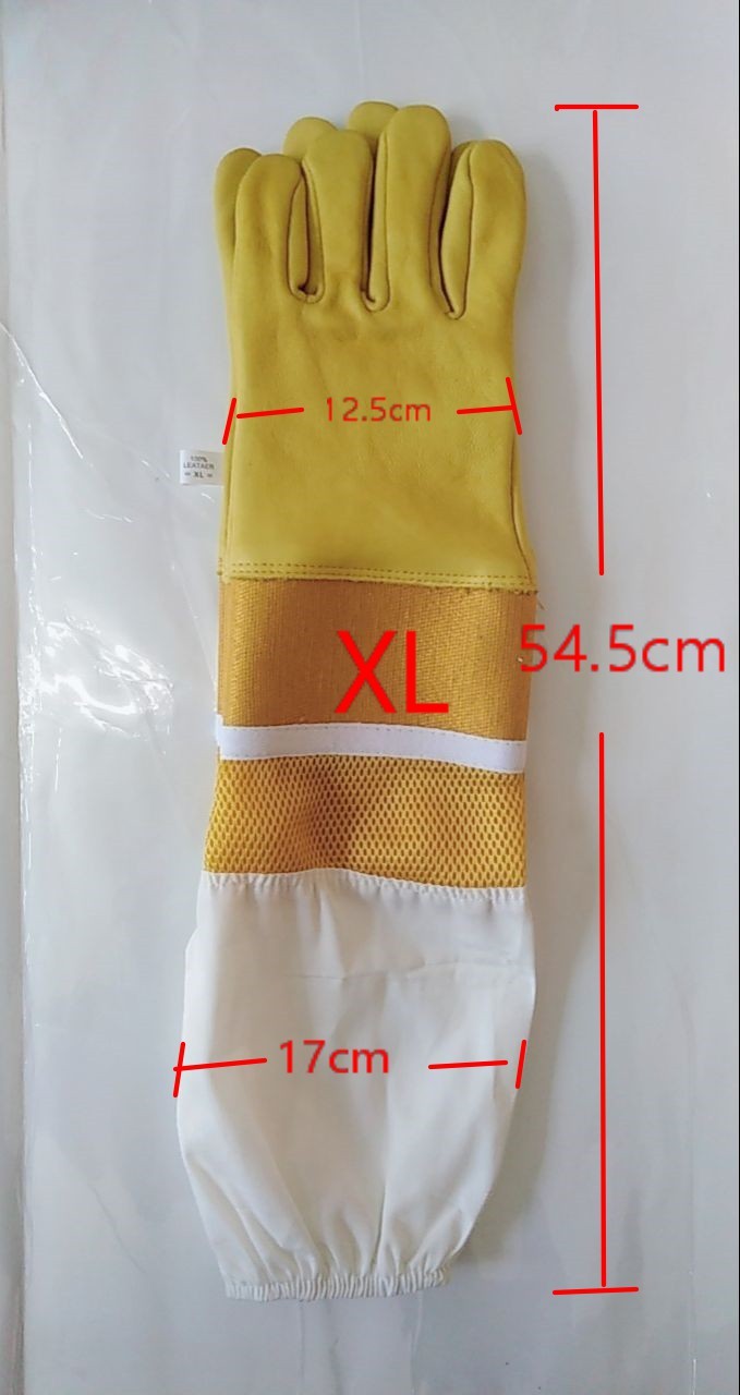#33 Goat skin yellow thick canvas wrist protector and Half Ventilated with white cloth sleeve