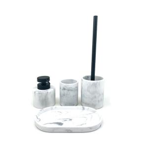 Quality 36HCM Polyresin Bathroom Sets Accessories Marble Print Hotel Home Toilet Bowl Cleaner Brush wholesale