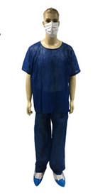 Quality Nonwoven Disposable Scrub Suits Surgical Nurse Coat Pink Dark Blue Color wholesale