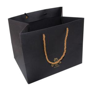 Quality Black Kraft Square Bottom Paper Bags 16x6x12 Gift Bags With Handle wholesale