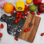 Kitchen Acacia Wood Tray Marble Wood Splicing cutting board with handle