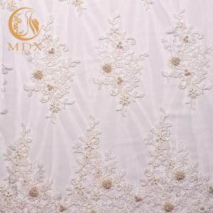 Quality Handmade Beaded White Lace Fabrics Water Soluble 80% Nylon wholesale