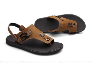 Quality Comfortable Mens Leather Slippers Shoes With Genuine Leather Upper wholesale