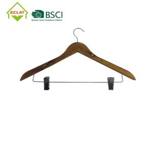Quality 360 Degree Solid Wood Hangers , Swivel Hook Wooden Pants Hangers With Clips wholesale