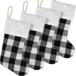 Chirstmas Stockings 4 Pack 18 Inch, Large Buffalo Plaid Xmas Stockings with Faux