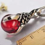 Vintage Thailand Sterling Silver Dragon Claw Garnet Pendant Necklace for Men for