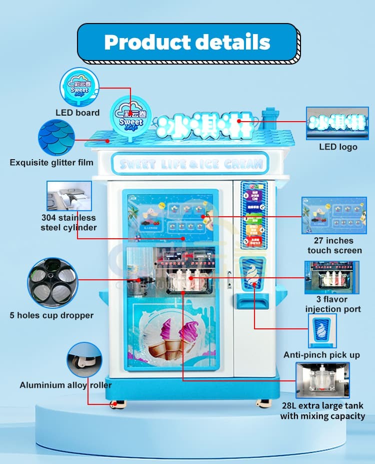 Soft Serve Ice Cream Automatic Machine , Vending Ice Cream Machine Manufacturers