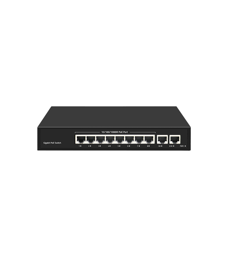 10-Port Gigabit PoE Switch with SFP Fiber Port 30W Power VLAN SNMP QoS Functions Active Stock FCC Certified 1- in High Demand