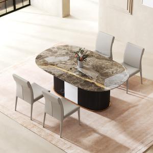 Quality Contemporary Oval SS Dining Table With Marble Table Top Kitchen Furniture wholesale