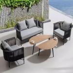 Garden Furniture Outdoor Rattan Sofa Rope Garden Sofa Set With Coffee Table