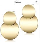 2.5cm Double Round Stainless Steel Teardrop Earrings Niche Jewellery