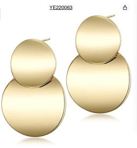 Quality 2.5cm Double Round Stainless Steel Teardrop Earrings Niche Jewellery wholesale