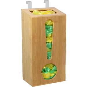 Quality Wall Mount Bamboo Garbage Bag Holder Wooden Trash Bag Dispenser wholesale