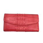 Exotic Real Crocodile Skin Women Large Trifold Wallet Genuine Alligator Leather