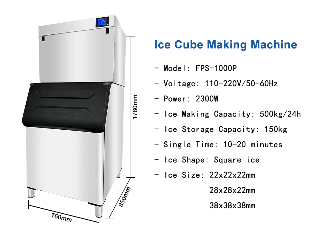 500kg Stainless Steel Automatic Ice Block Making Machine for Business Coffee Shop Durable and Long-lasting