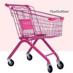 Heavy Duty Supermarket Accessories Metal Pink Shopping Trolley Cart Collapsible