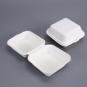 Quality 6 Inches Sugarcane Burger Bagasse Take Away Lunch Box Biobased Biodegradable wholesale