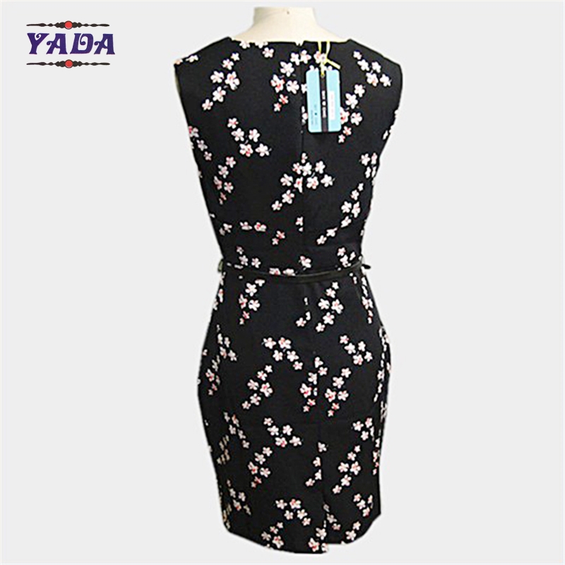 New arrival black small flower loose a line dress womens beach wear ladies casual dresses pictures for girl