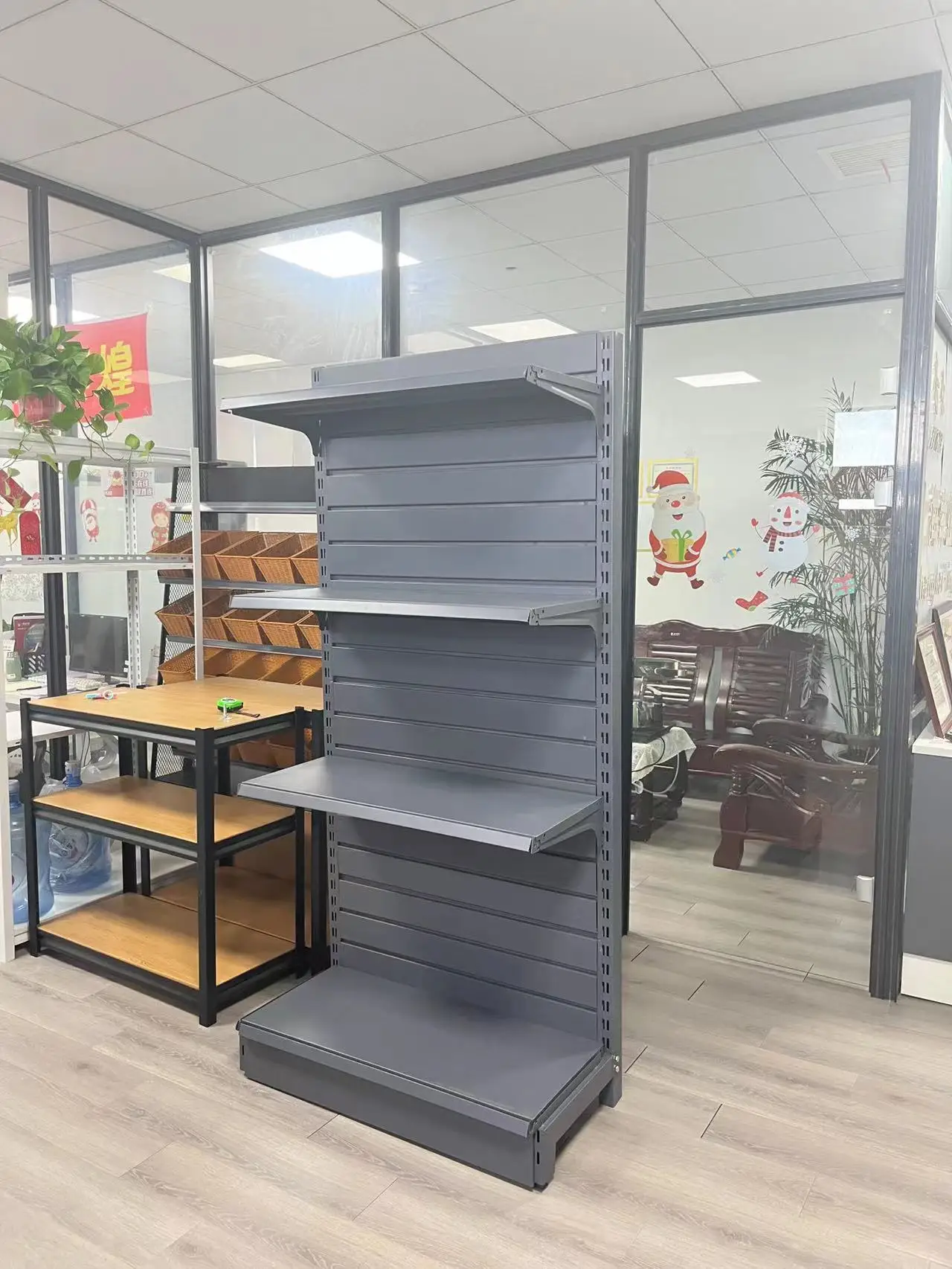 Factory Patented Design Products Detachable Feet Supermarket Shelves Metal Single Side Supermarket Dark Shelf