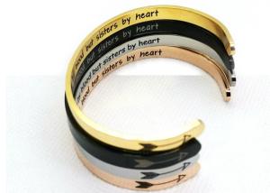 Quality Titanium steel gold c shape bracelet lady jewelry Mother Thanksgiving Christmas gift engraved ornaments logo words wholesale