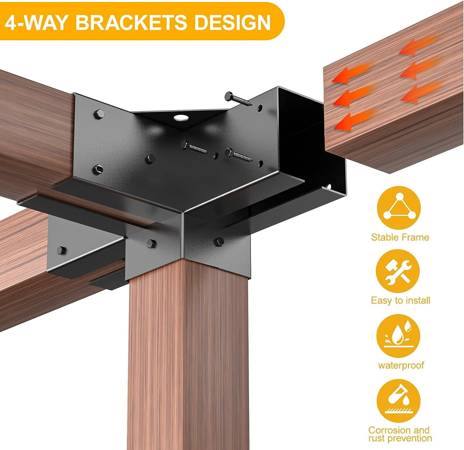 Nonstandard Pergola Brackets 4-Way Right Angle Corner Bracket Heavy Duty White Coated