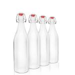 Bordeaux Flat Bottom Swing Top Lid Glass Wine Bottle Clear 500ml 750Ml With Caps
